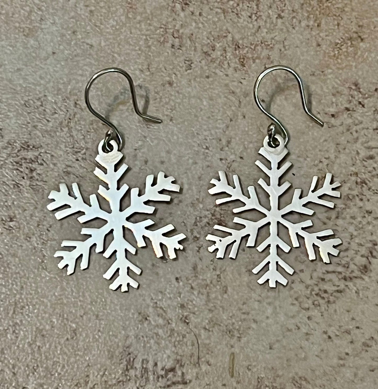 Sterling Silver Snowflake Earrings On Hook