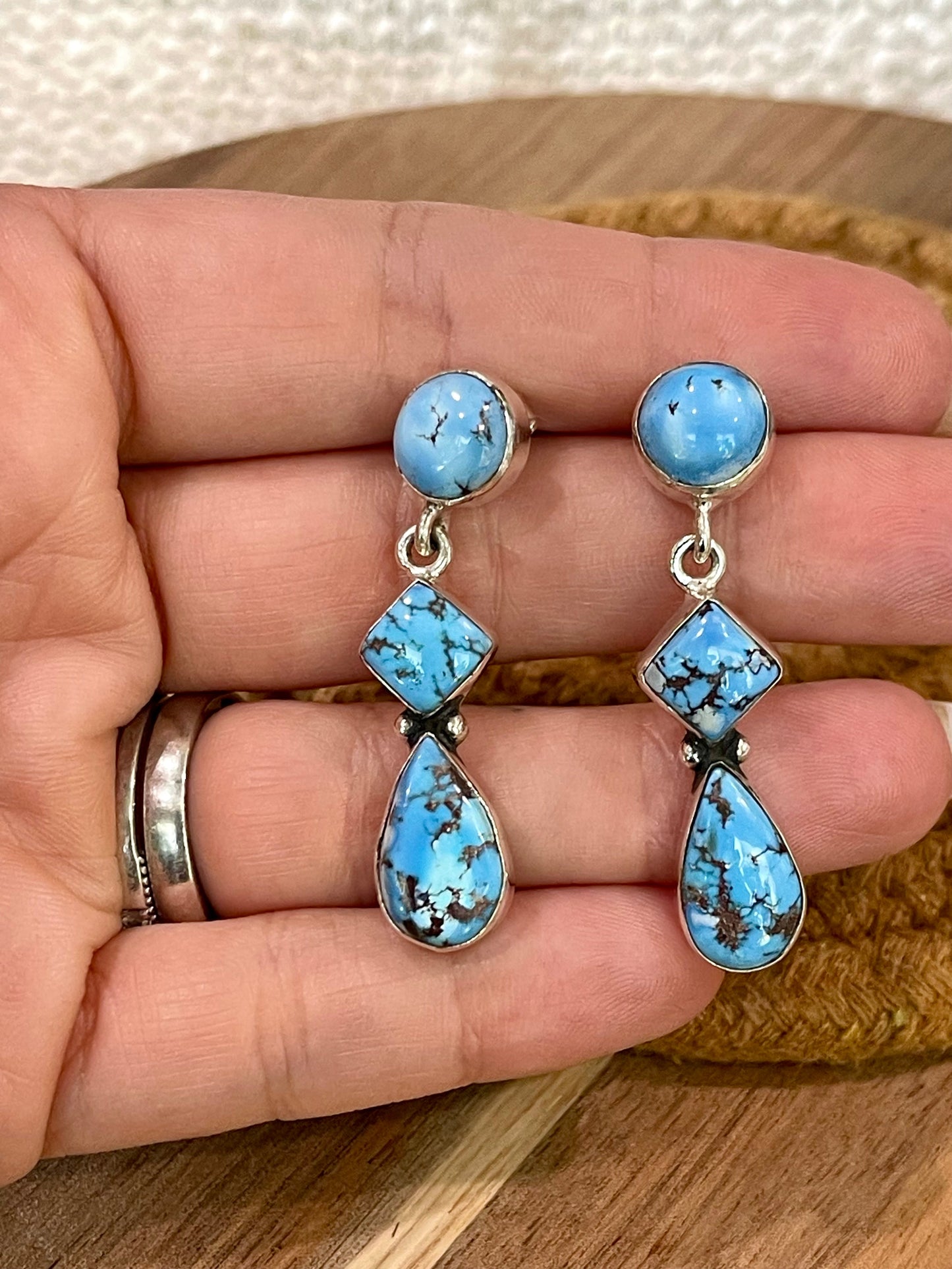 Handcrafted Sterling Silver & Golden Hills Post Dangle Earrings