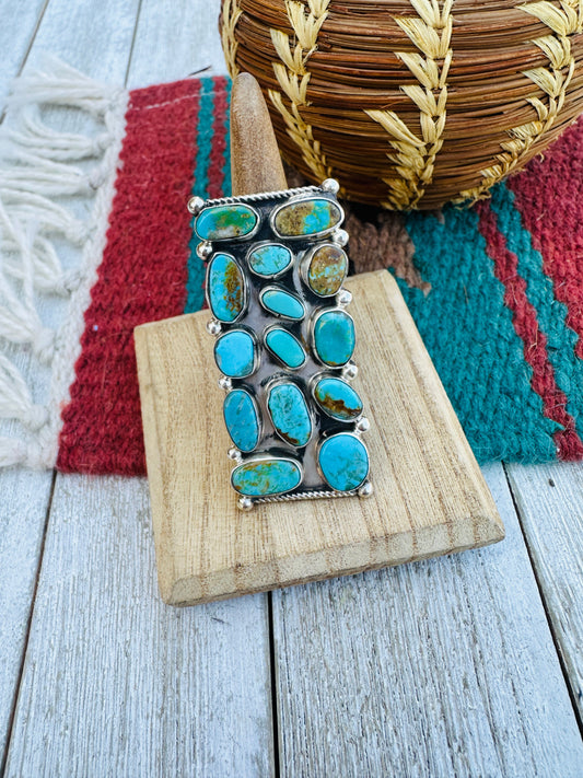 Handcrafted Turquoise & Sterling Silver Adjustable Ring by Jacqueline Silver