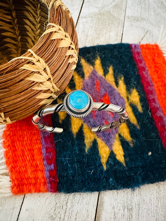 Handcrafted Sterling Silver & Kingman Turquoise Cuff Bracelet