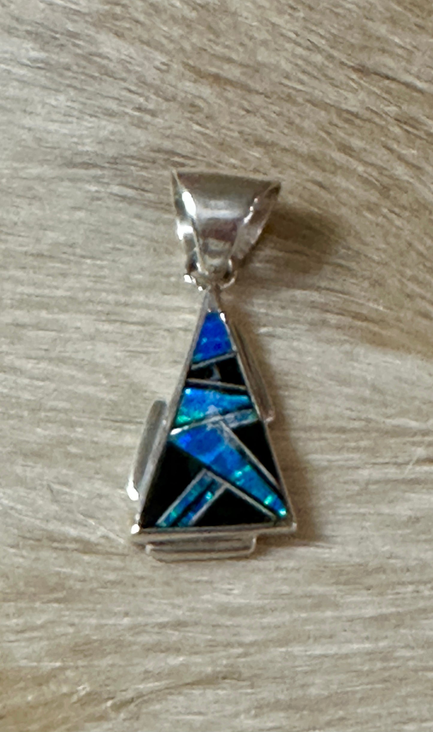 Handcrafted Lapis, Turquoise, Blue Opal, Onyx 1.5" Triangle