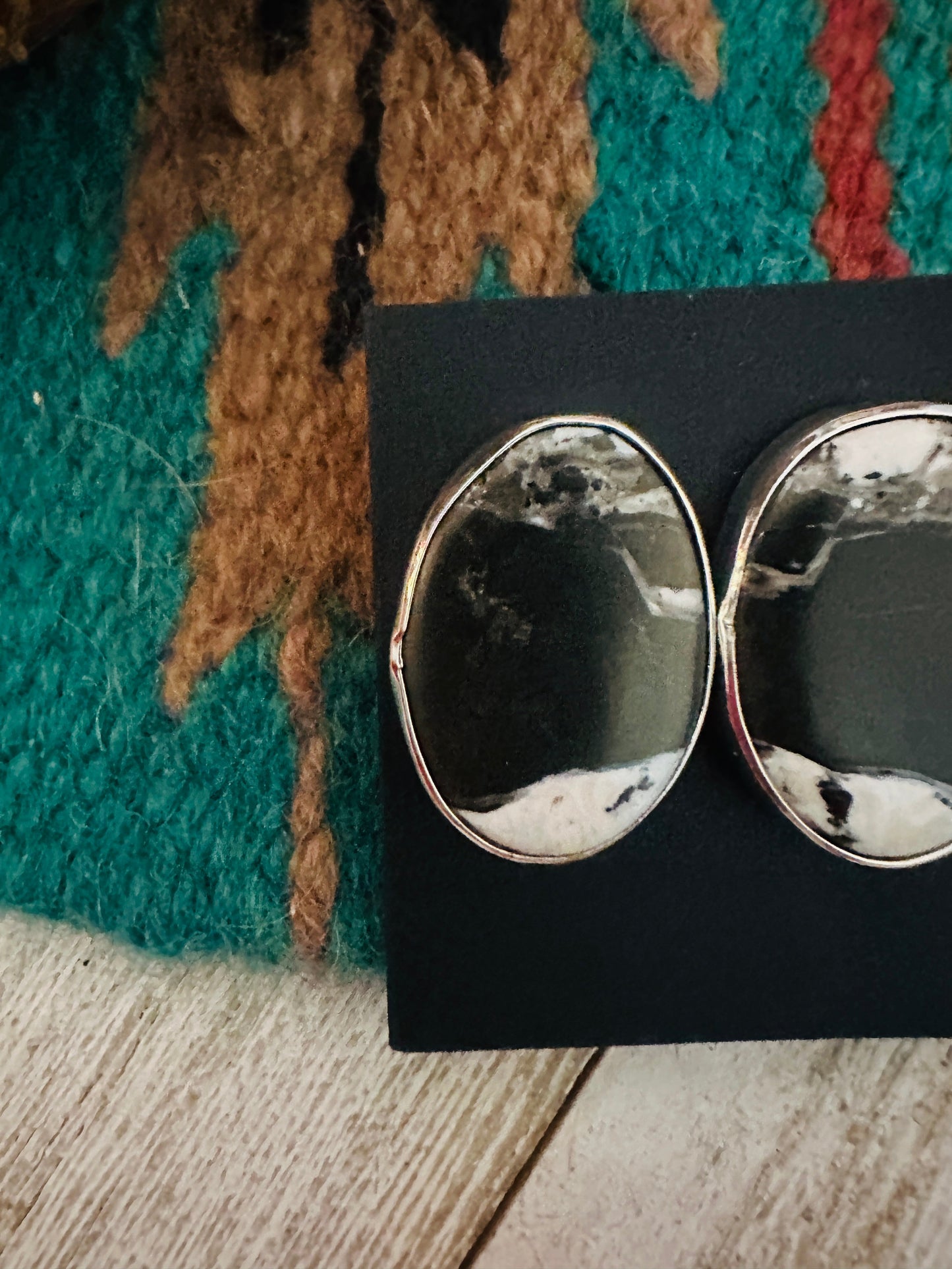 Handcrafted White Buffalo & Sterling Silver Post Earrings