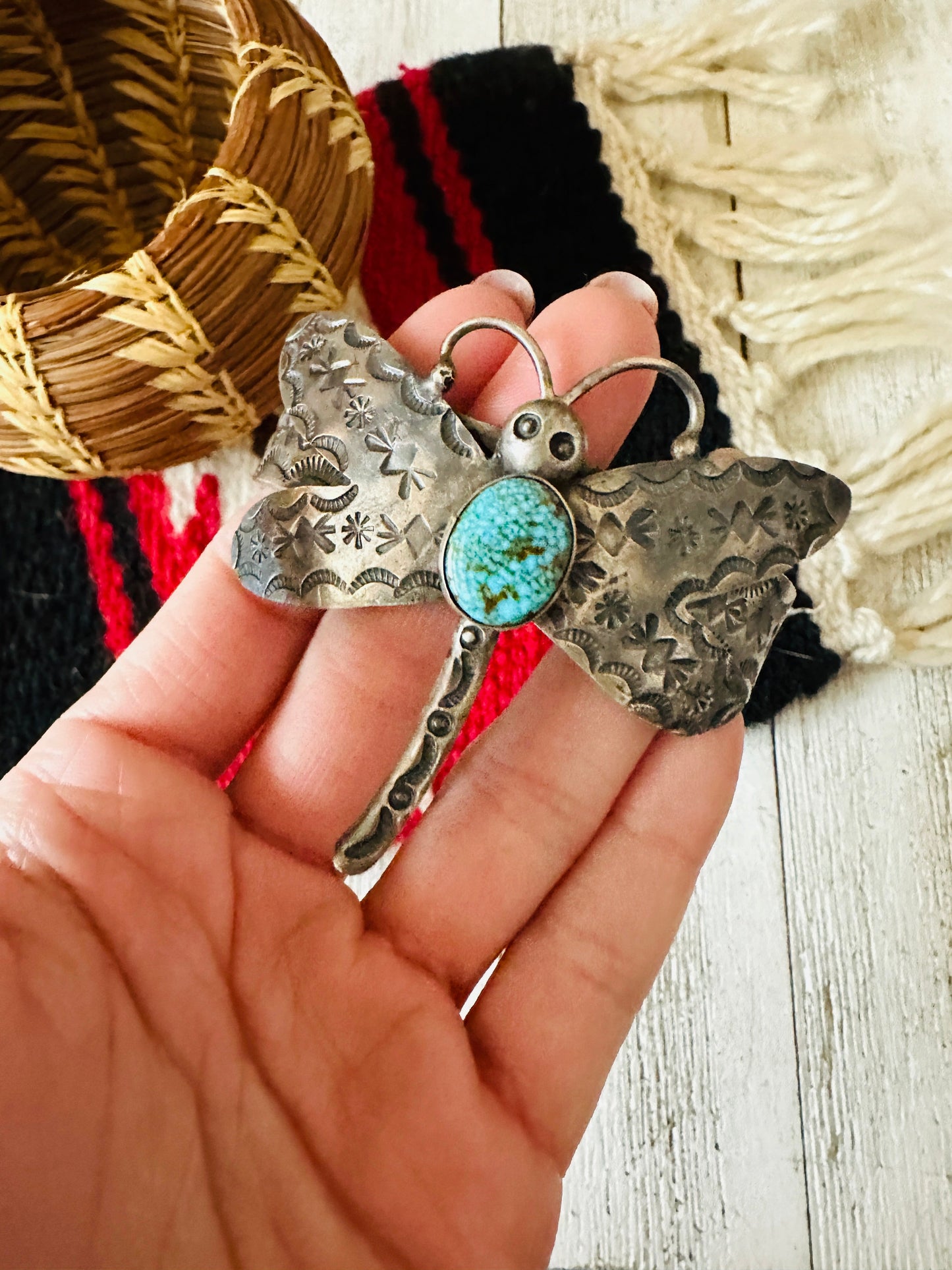 Handcrafted Turquoise & Sterling Silver Dragonfly Cuff Bracelet