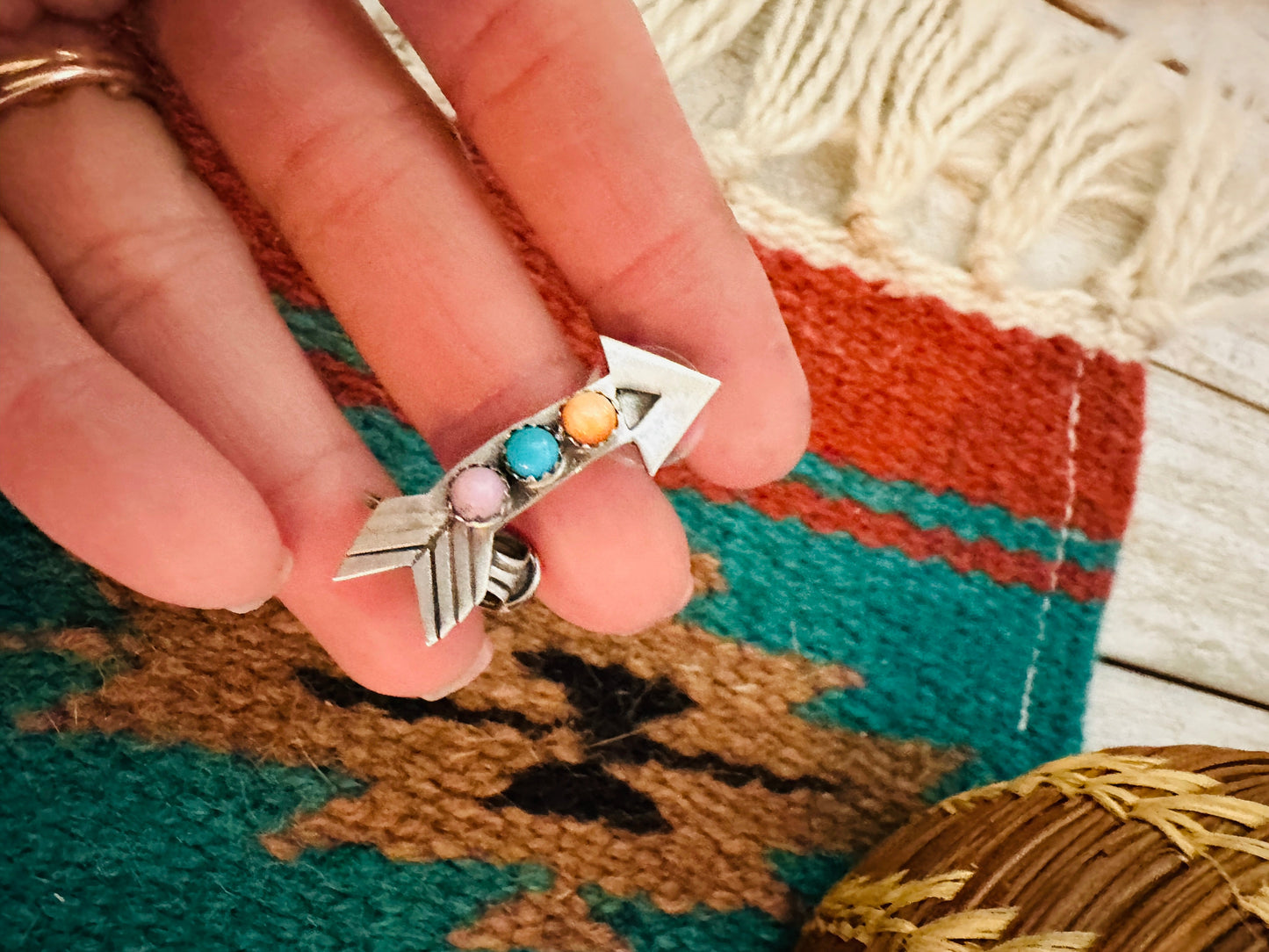 Handcrafted Multi Stone & Sterling Silver Arrow Earring
