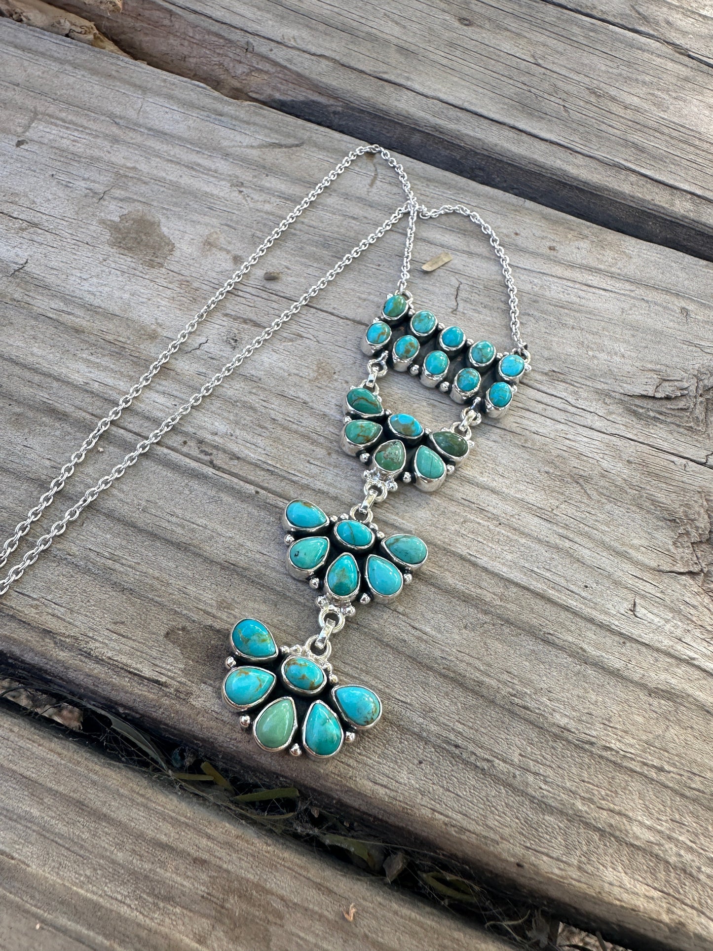 Beautiful Handmade Sterling Silver & Turquoise Drop Necklace