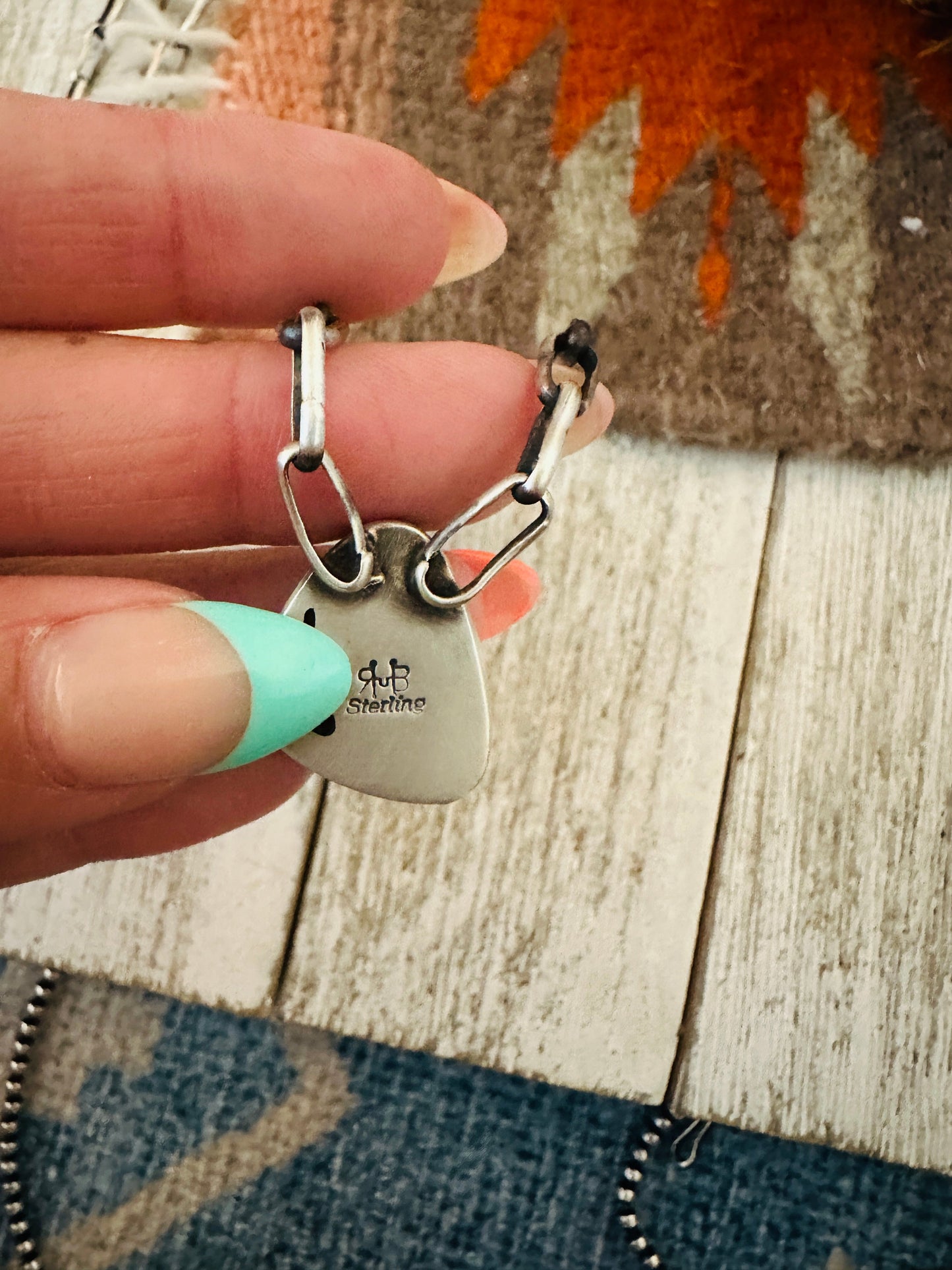 Handcrafted Turquoise & Sterling Silver Paper Clip Chain Necklace