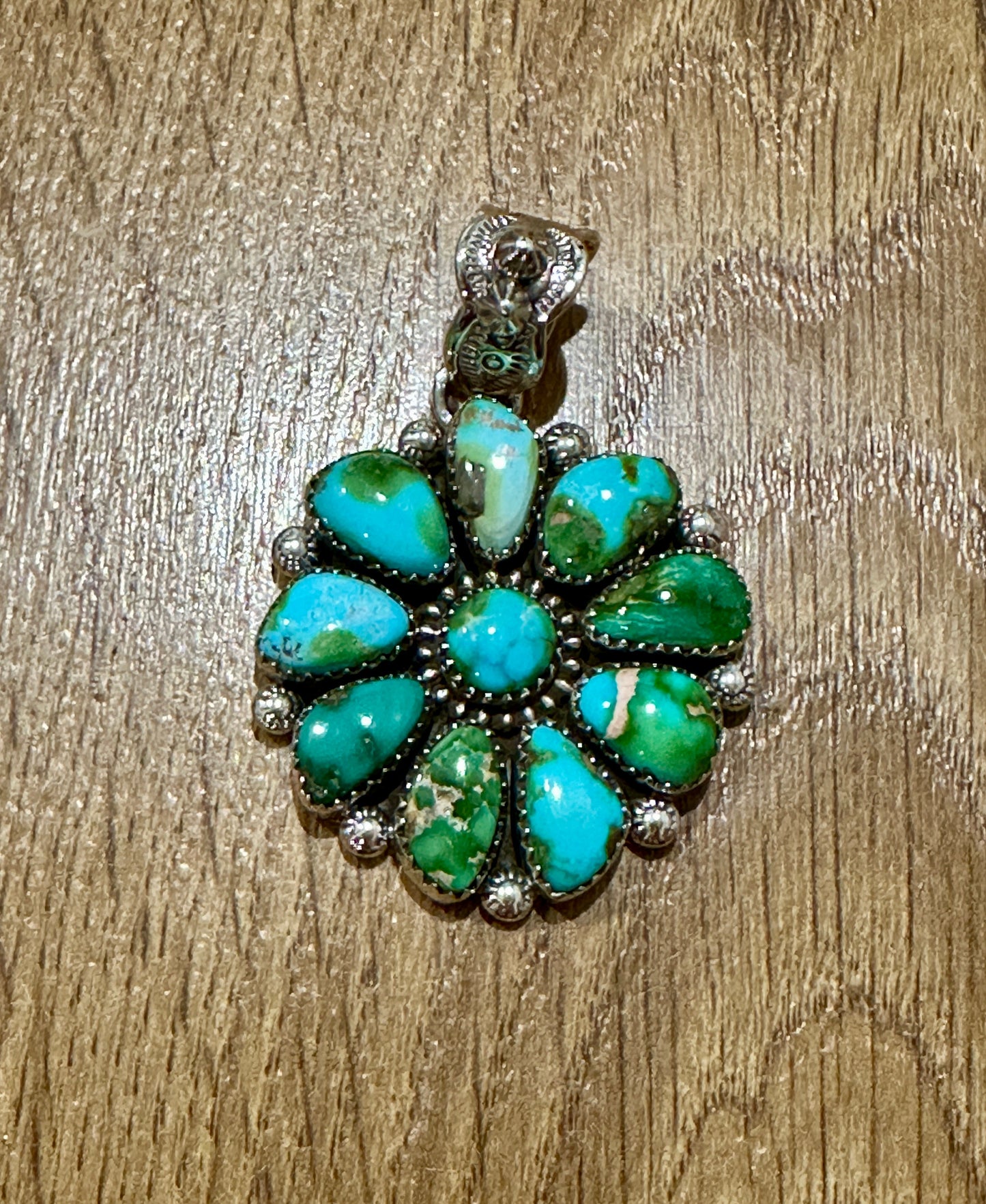 Handmade Sterling Silver & Sonoran Mountain Turquoise Cluster Pendant