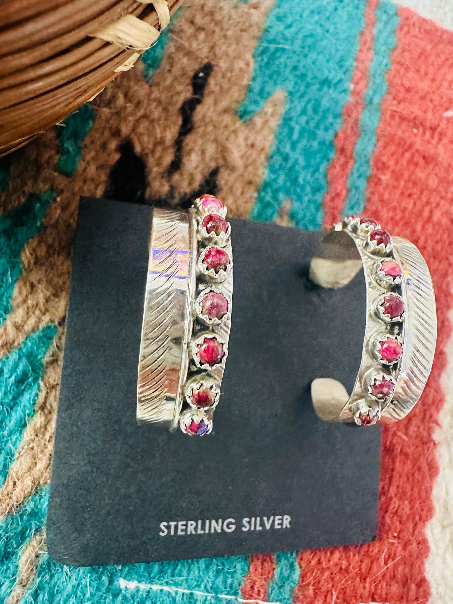 Handcrafted Purple Spiny & Sterling Silver Hoop Earrings
