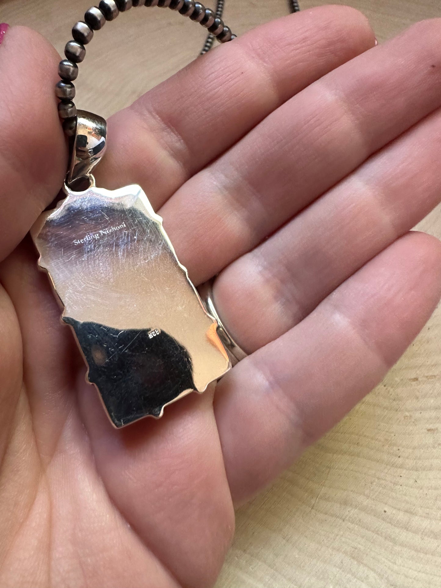 Handmade Sterling Silver & White Buffalo 12 stone Pendant