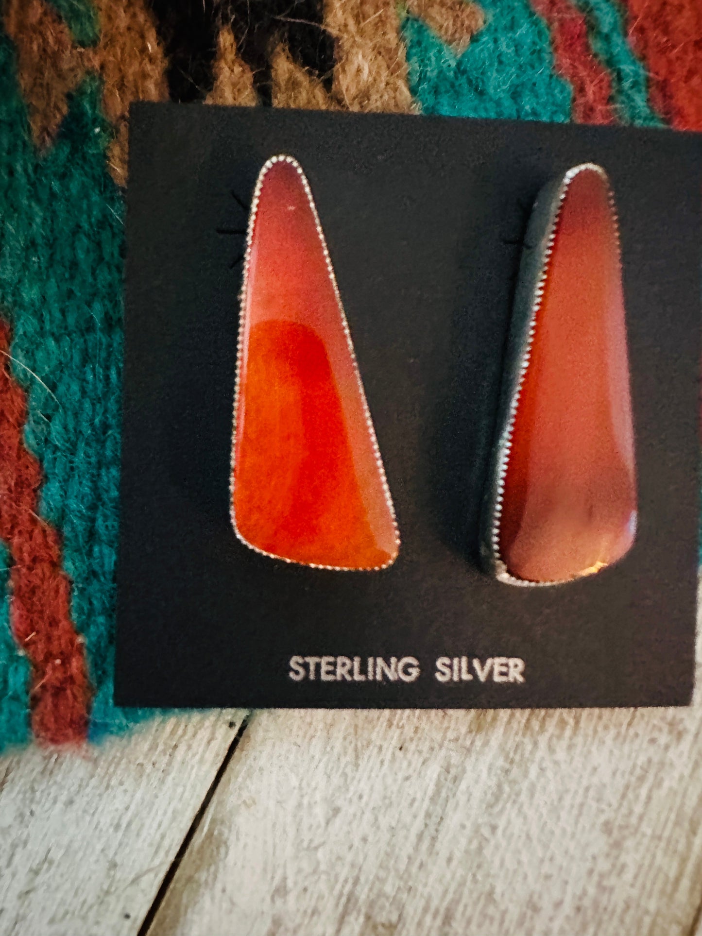 Handcrafted Jasper Sterling Silver Post Earrings Signed