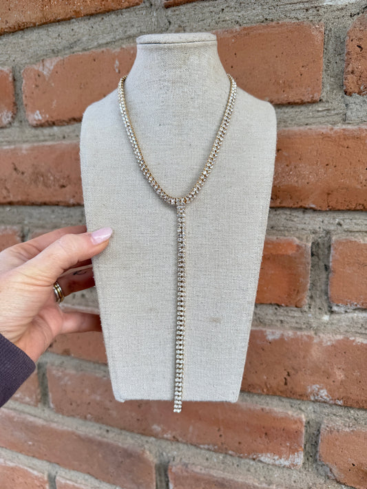 “The Golden Collection” Handmade Gold Plated CZ Link Y Necklace