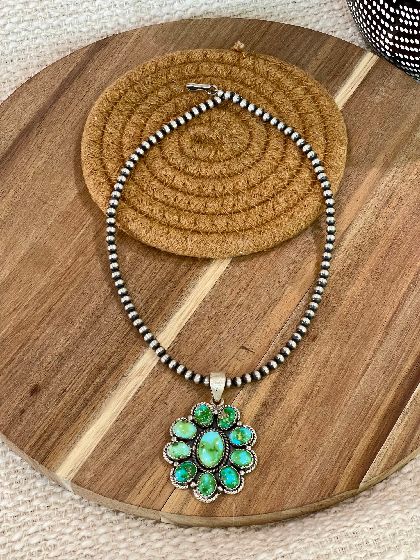Handmade Sterling Silver & Sonoran Mountain Turquoise Cluster Pendant