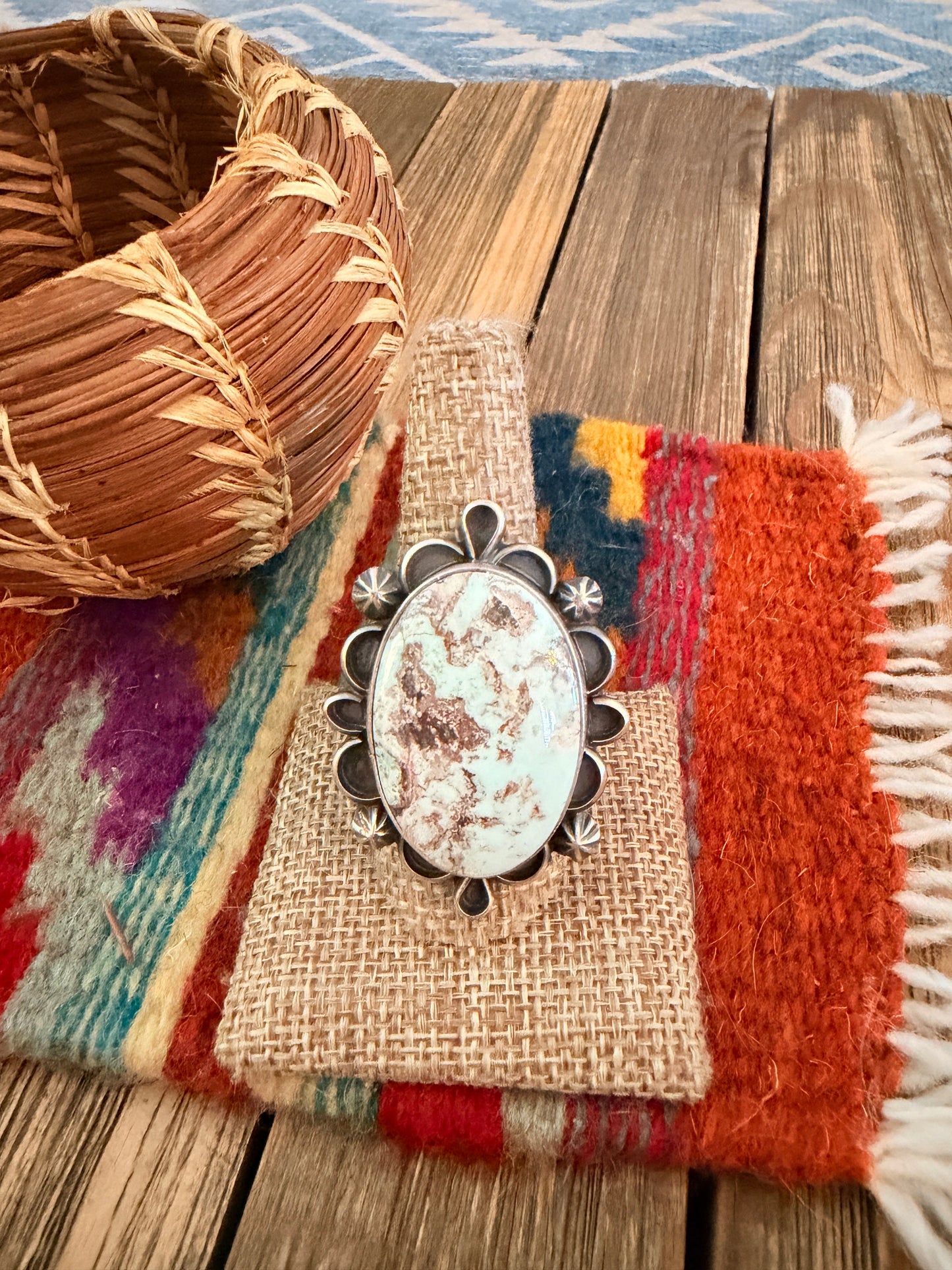 Handcrafted Dry Creek Turquoise & Sterling Silver Ring Size 8.75 by Jameson Garcia