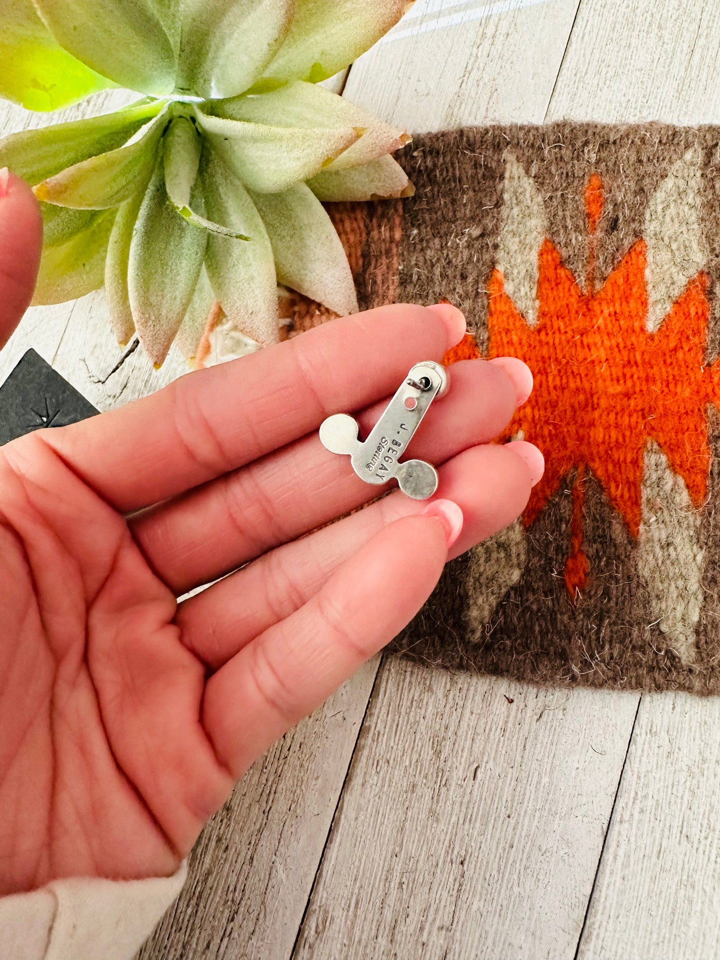 Handcrafted Queen Pink Conch & Sterling Silver Post Earrings