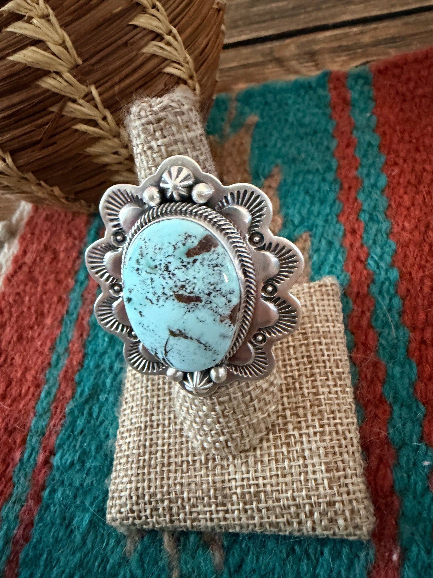 Handcrafted Dry Creek Turquoise & Sterling Silver Ring Size 7.5 by Randy Boyd