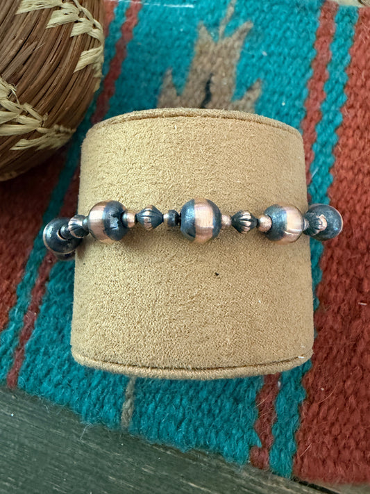 Handcrafted Copper Beaded Bracelet 7.5”