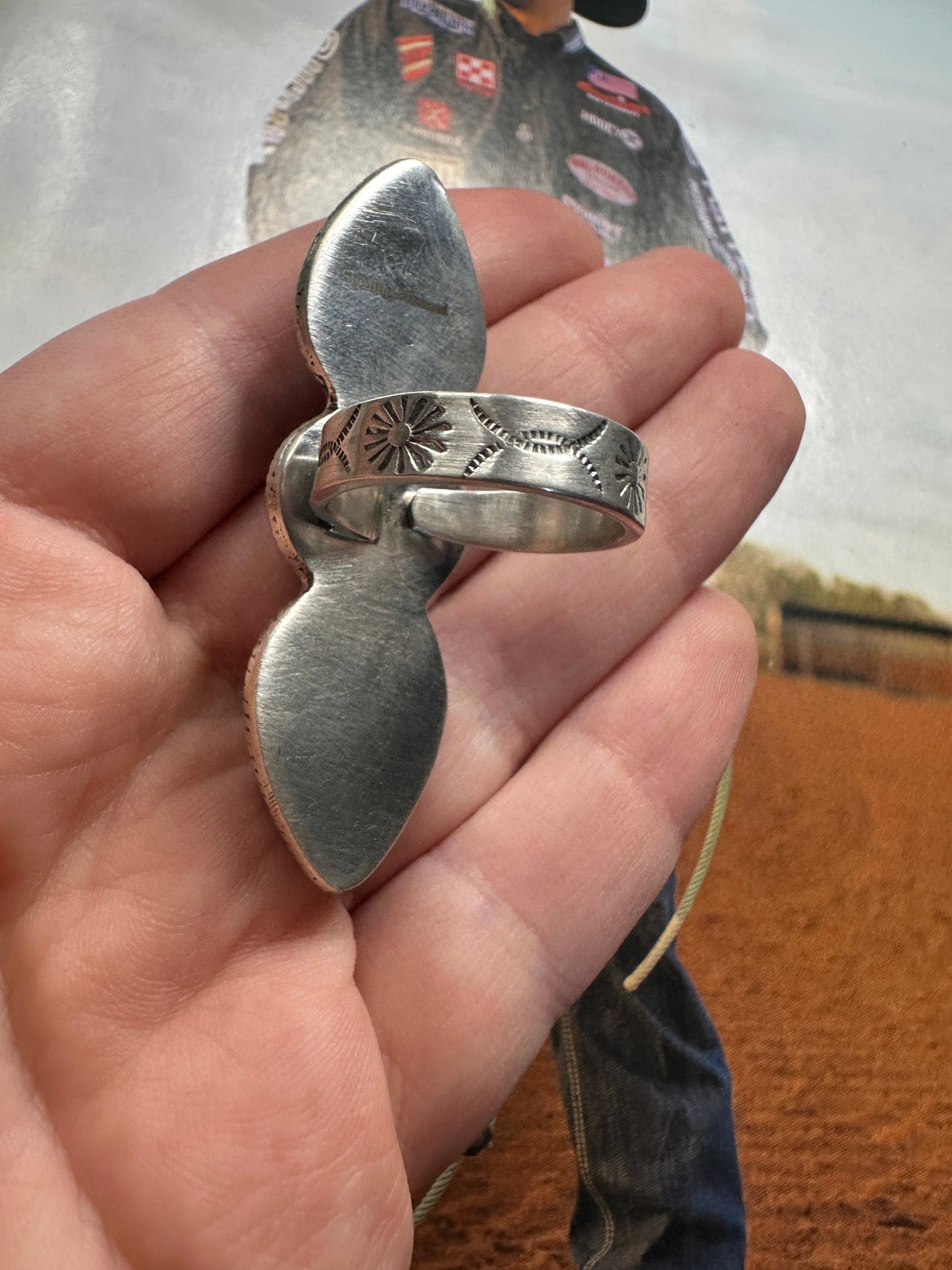 Beautiful Handmade Dahlia Rose And Sterling Silver Adjustable 3 Stone Ring