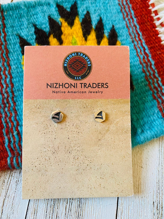 Handcrafted Overlaid Sterling Silver Stud Earrings