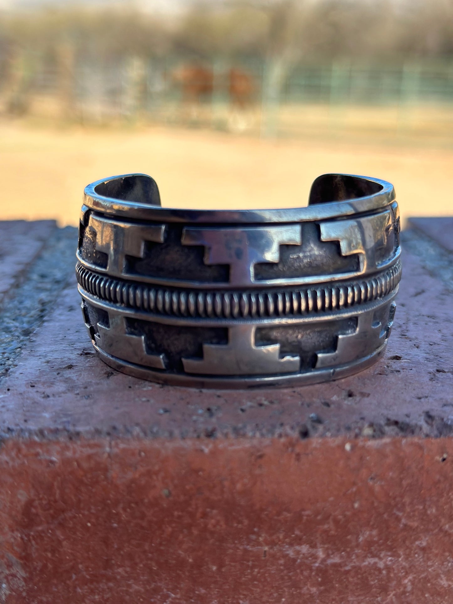 Handcrafted Estate Collection, Old Pawn Sterling Overlay Silver Cuff Bracelet