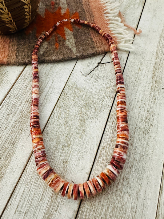 Handcrafted Orange Spiny Oyster 18” Beaded Necklace