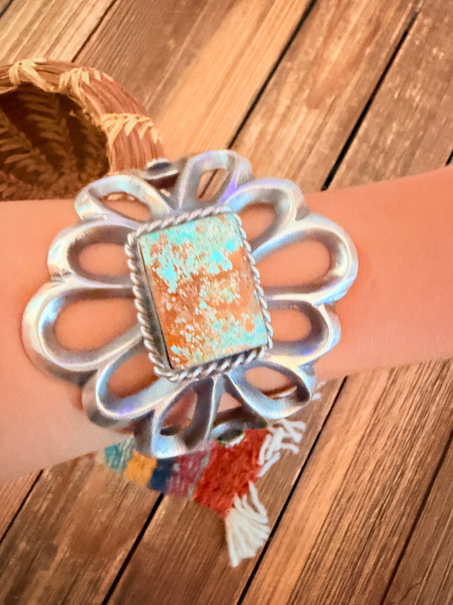 Handcrafted Sterling Silver & Number 8  Turquoise Cuff Bracelet by Chimney Butte