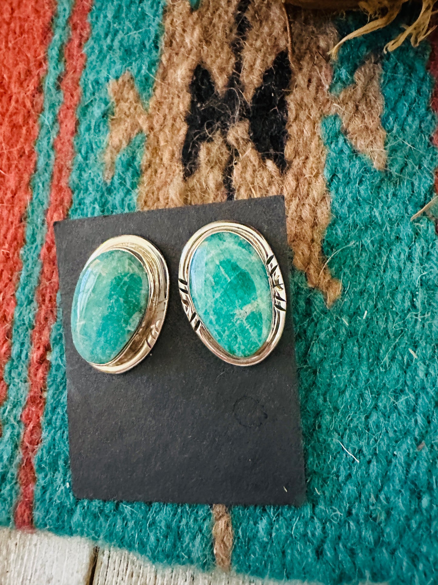 Handcrafted Turquoise & Sterling Silver Post Earrings