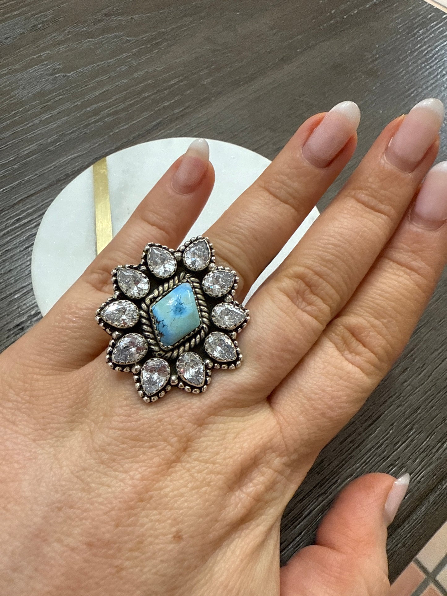 Handmade Adjustable Golden Hills Turquoise Sterling Silver Ring