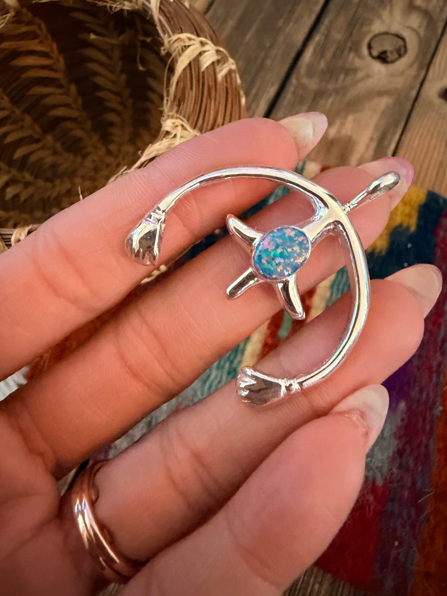 Handcrafted Sterling Silver & Opal Naja Pendant by Joseph Martinez