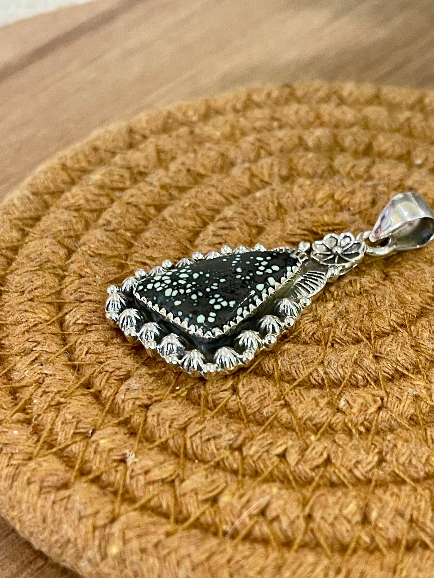Beautiful Handmade Sterling Silver & New Lander Turquoise Pendant