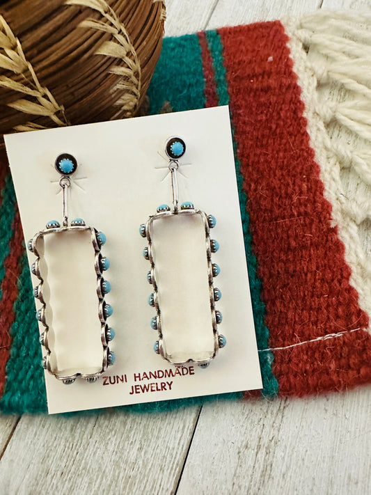 Handcrafted Turquoise & Sterling Silver Snake Eye Dangle Earrings
