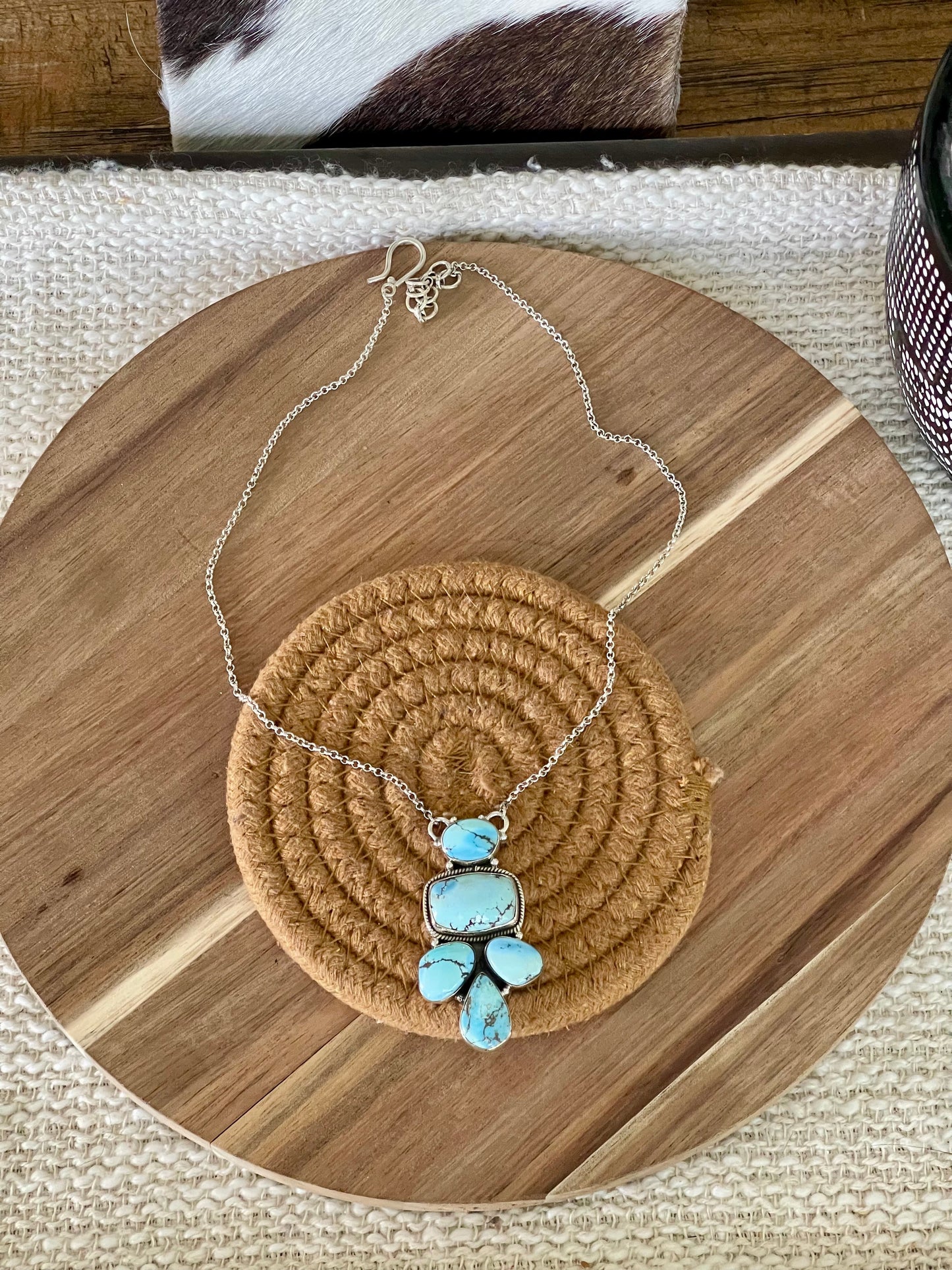 Handcrafted Sterling Silver & Golden Hills Cluster Necklace