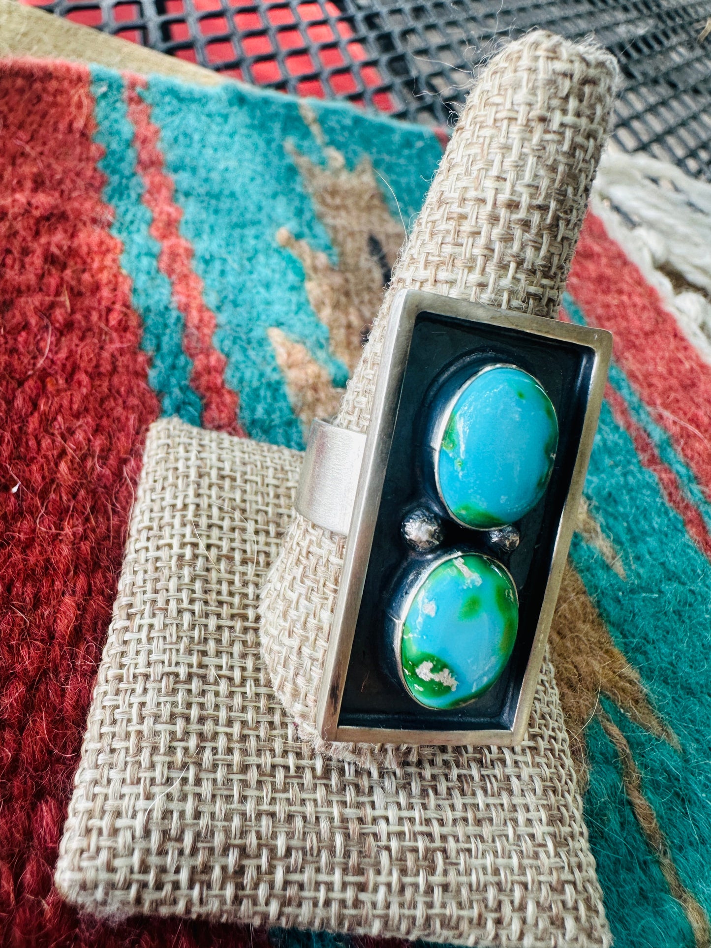 Handcrafted Sonoran Mountain Turquoise & Sterling Silver Adjustable Ring