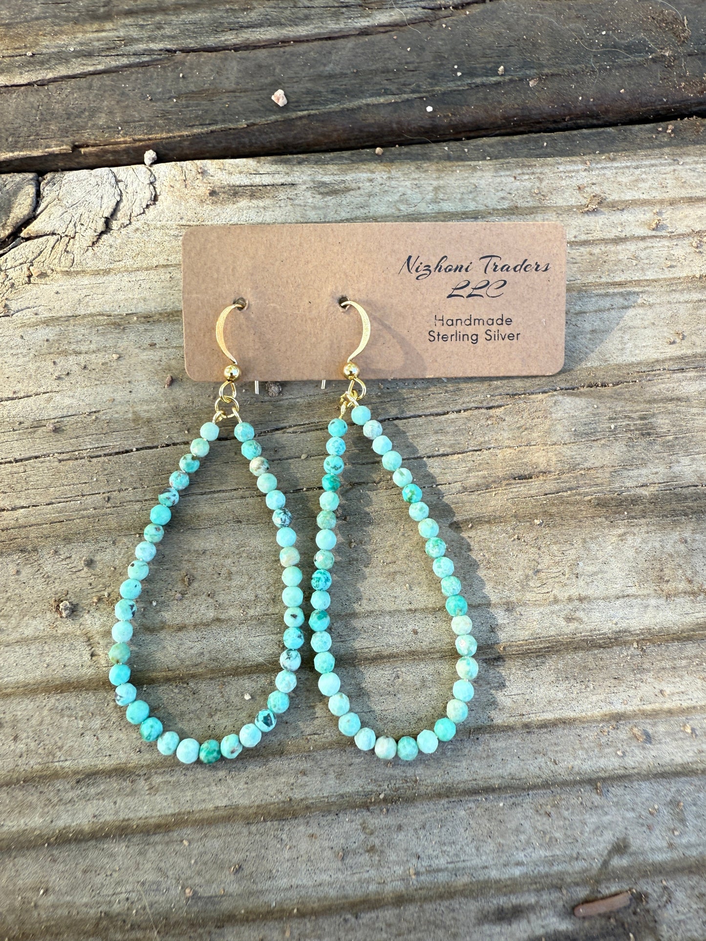 “The Golden Collection” Handmade 14k Gold Plated Turquoise FREEBIRD Earrings