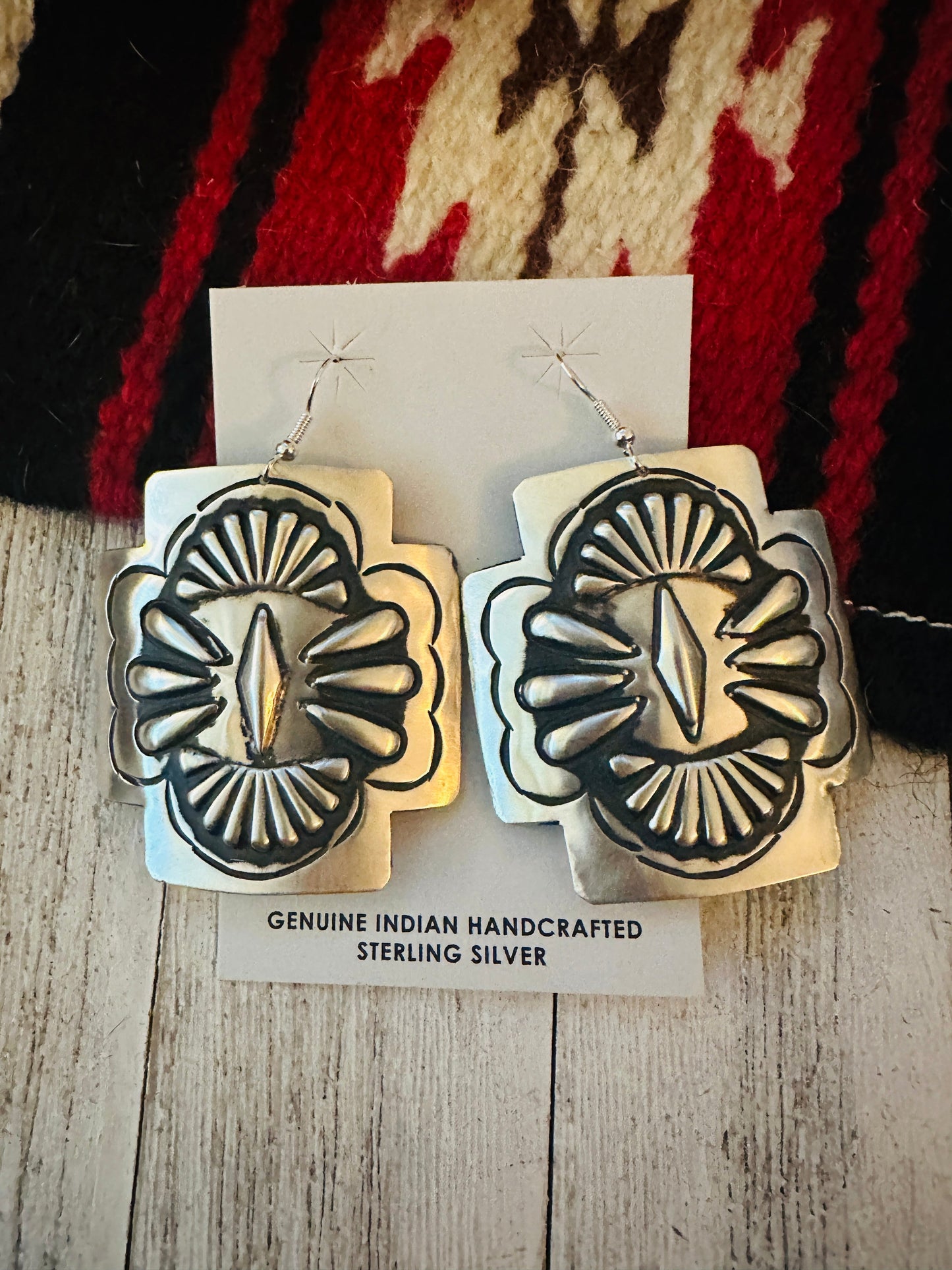 Navajo Sterling Silver Concho Cross Earrings