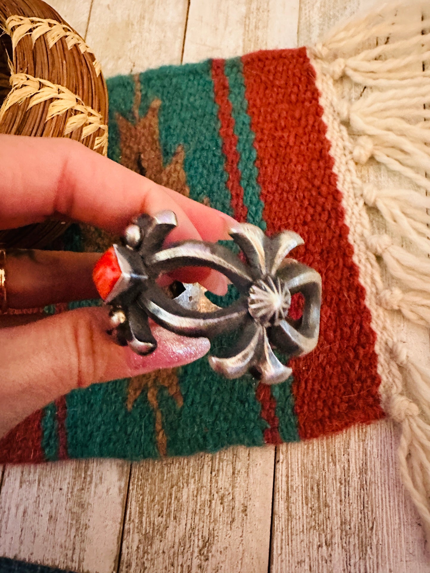Handcrafted Spiny Oyster & Sterling Silver Cuff Bracelet by Chimney Butte