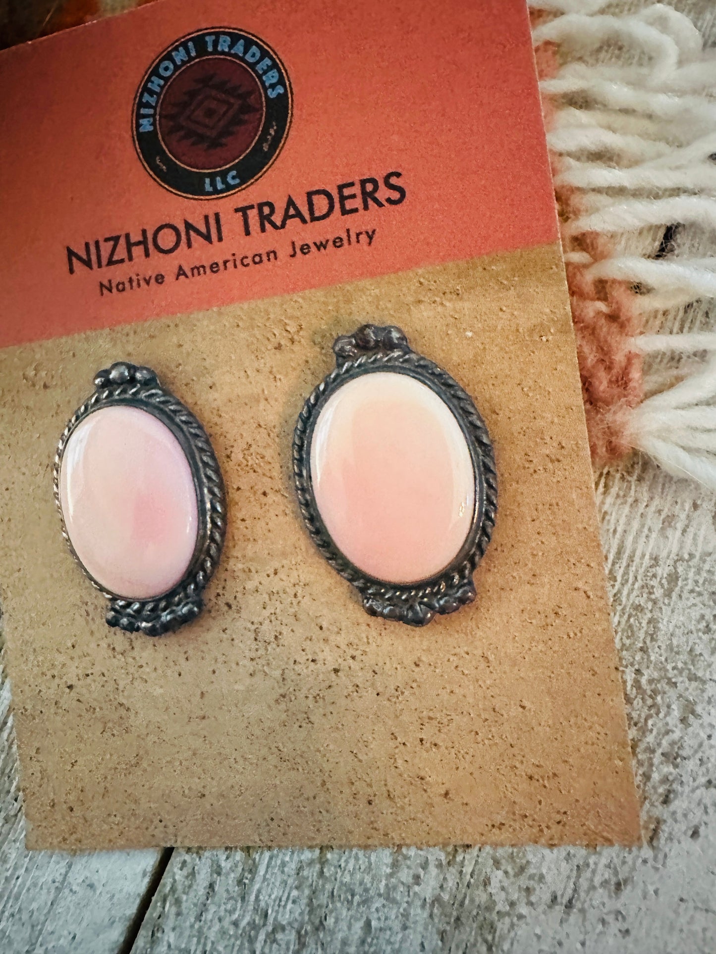 Handcrafted Sterling Silver & Queen Pink Conch Post Earrings