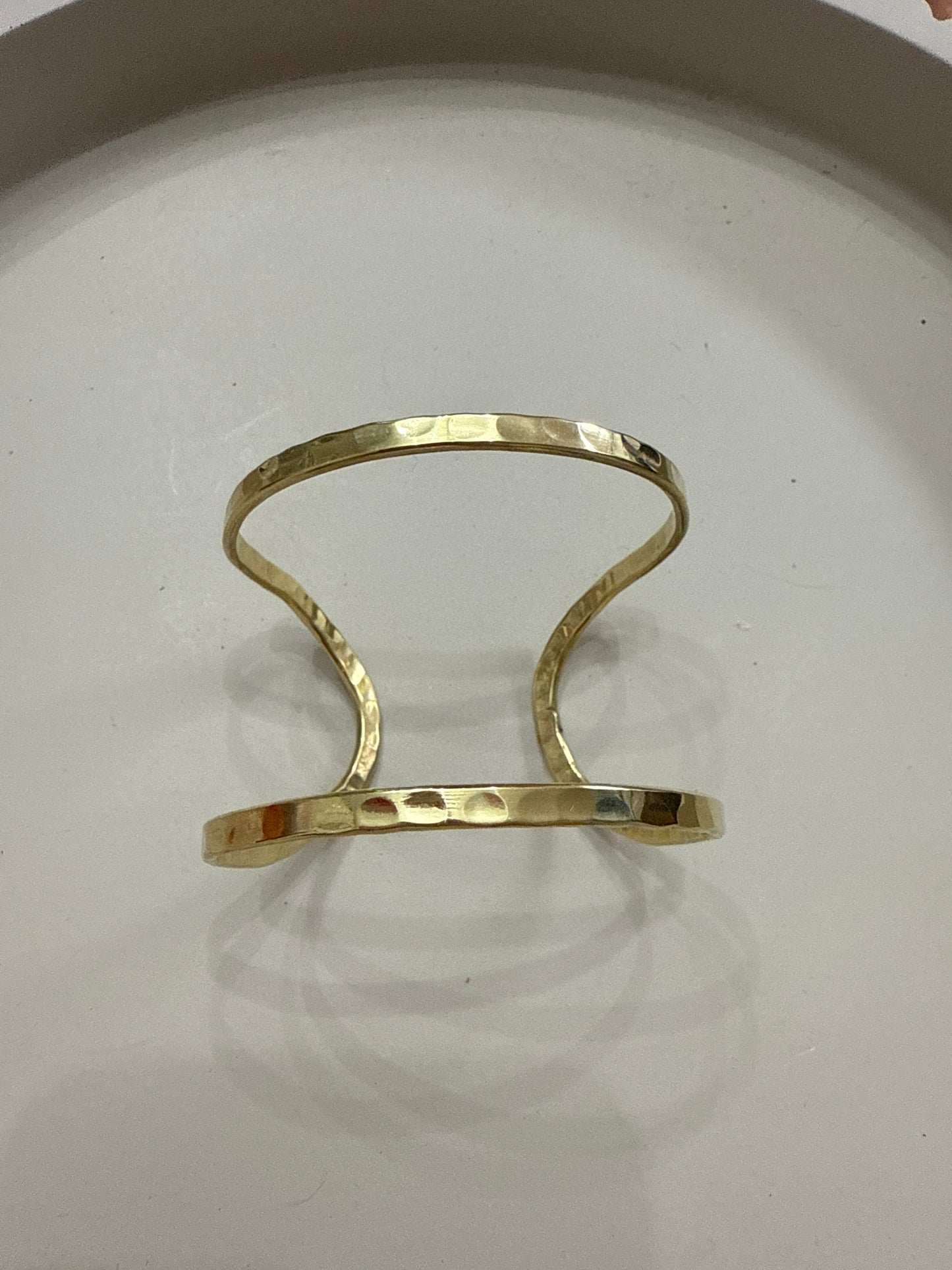 “The Golden Collection” Handmade Gold Plated Hammered Open Wide Cuff Bracelet