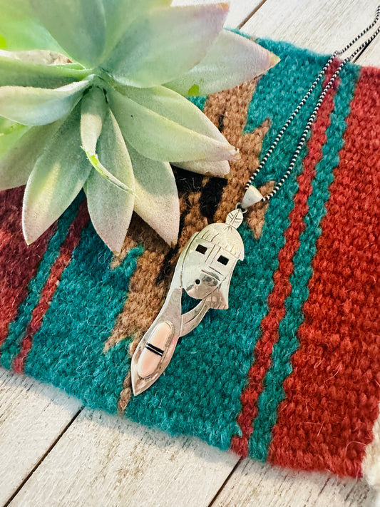 Handcrafted Sterling Silver & Mother of Pearl Kachina Pendant