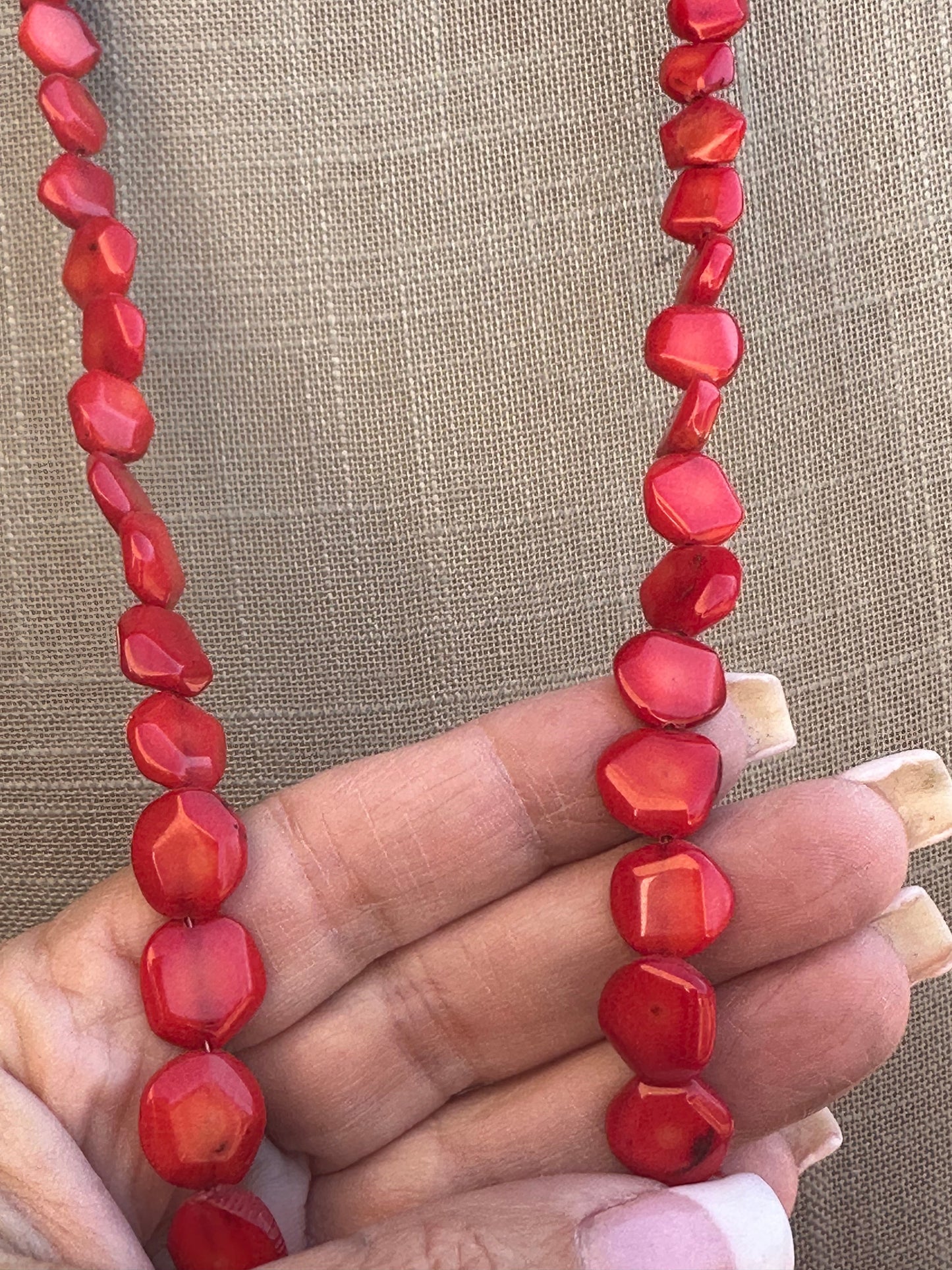 Handcrafted Apple Coral & Sterling Beaded Necklace