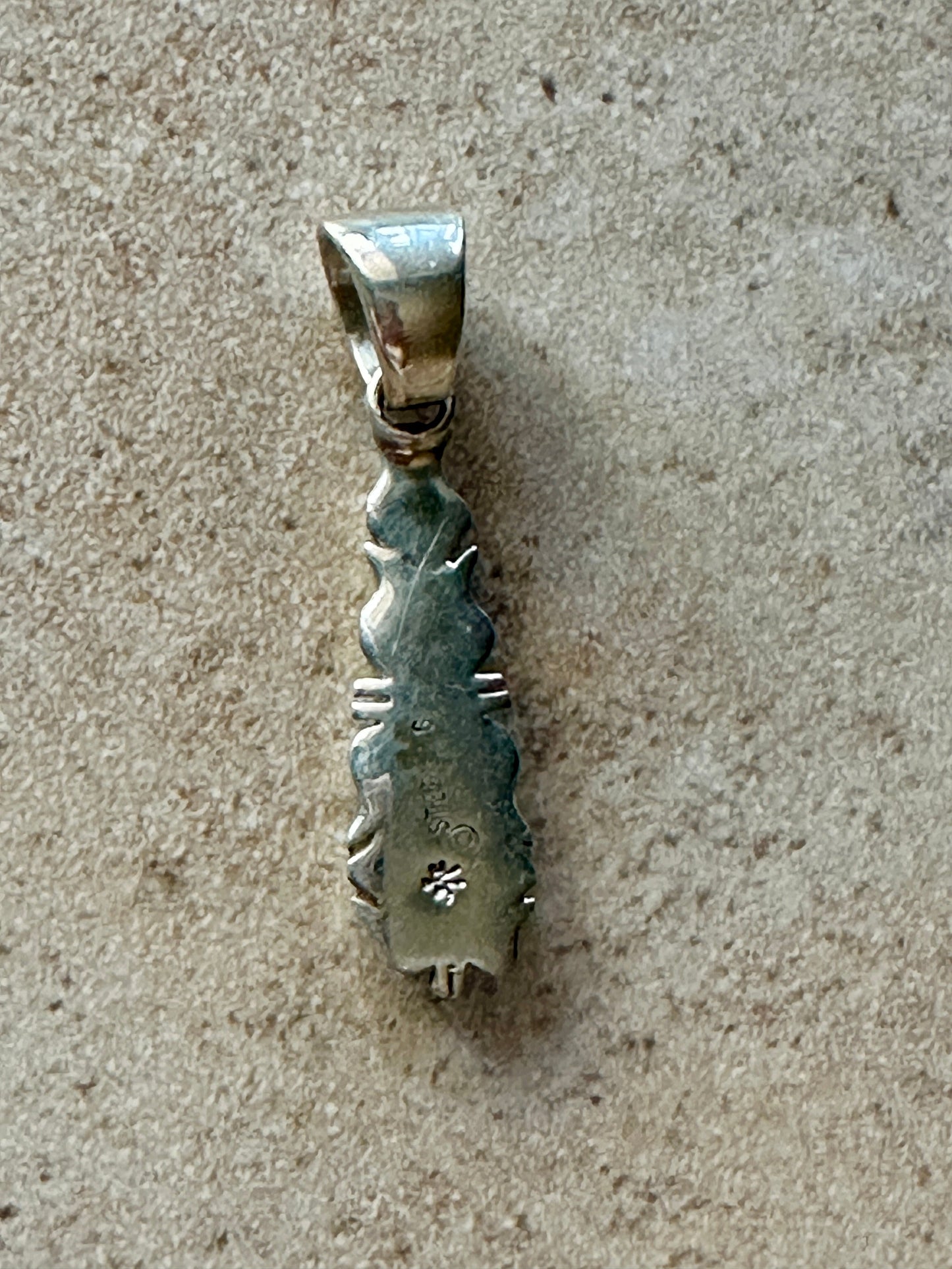 Handcrafted Turquoise 8 & Sterling Silver Jagged Pendant Necklace 24”