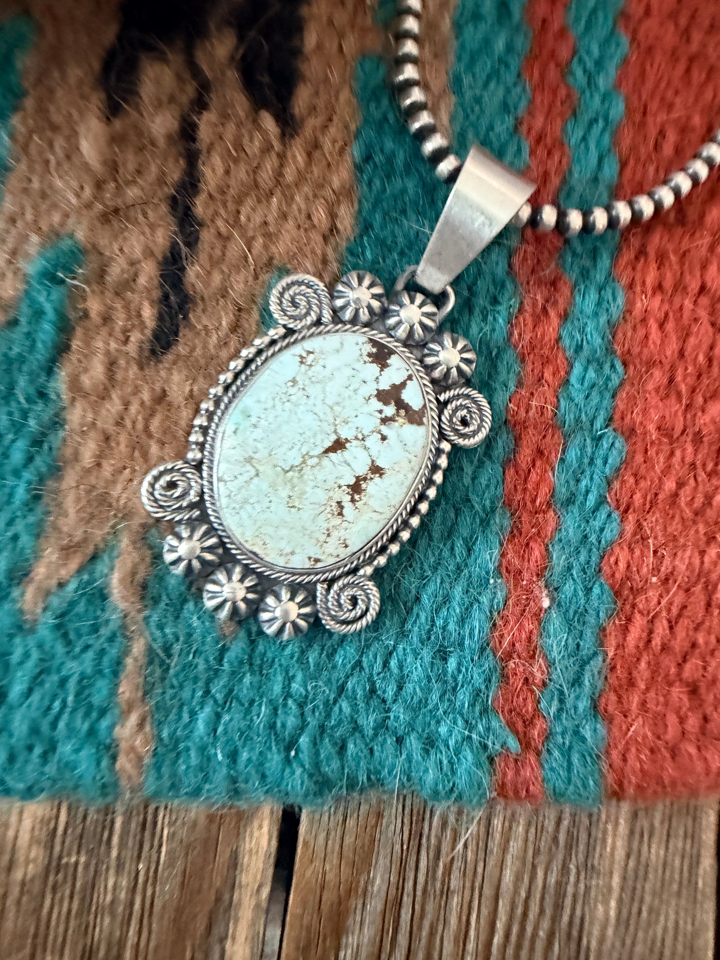 Handcrafted Sterling Silver & Dry Creek Turquoise Pendant by Daniel Benally