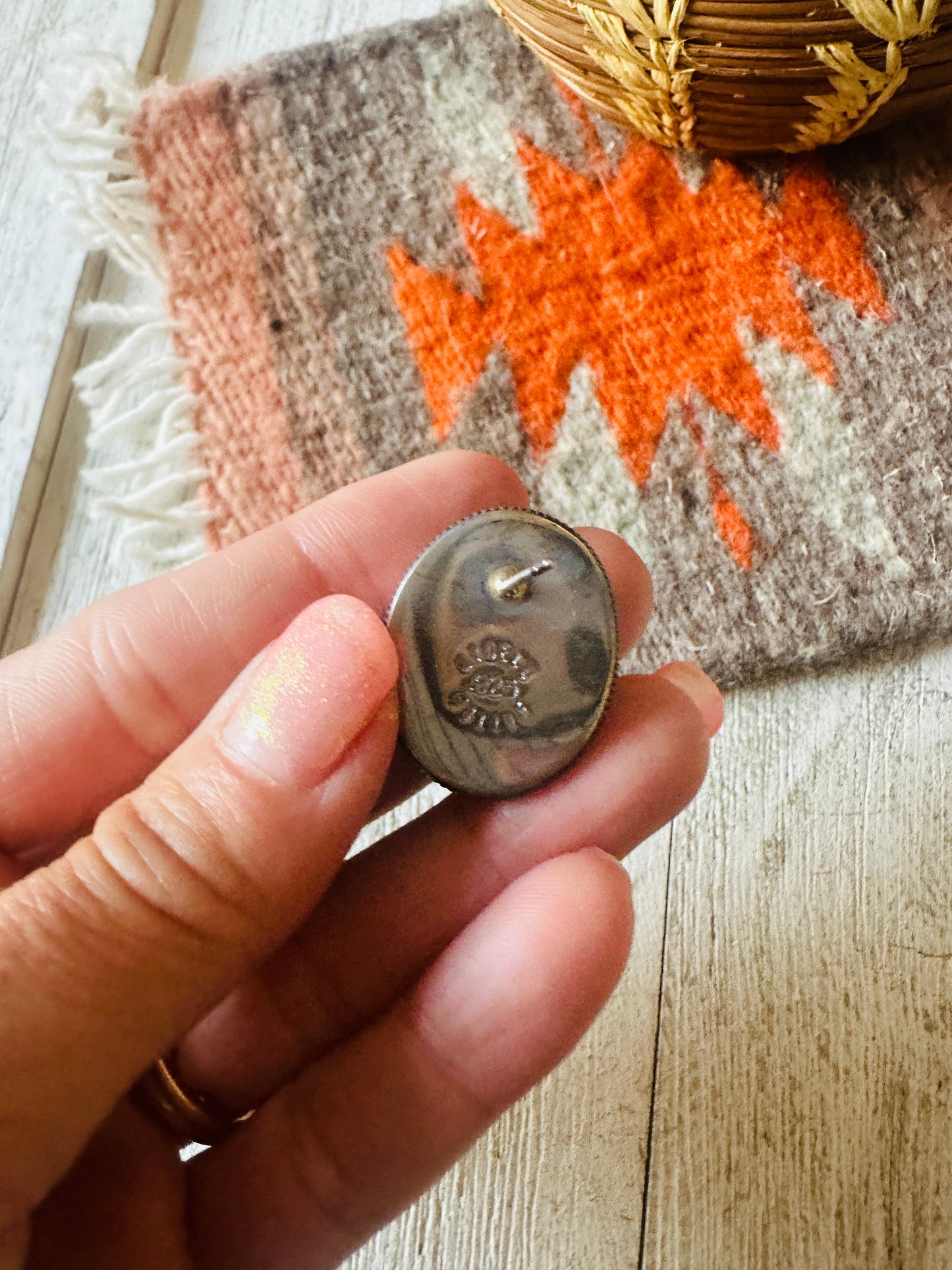 Handcrafted White Buffalo & Sterling Silver Post Earrings
