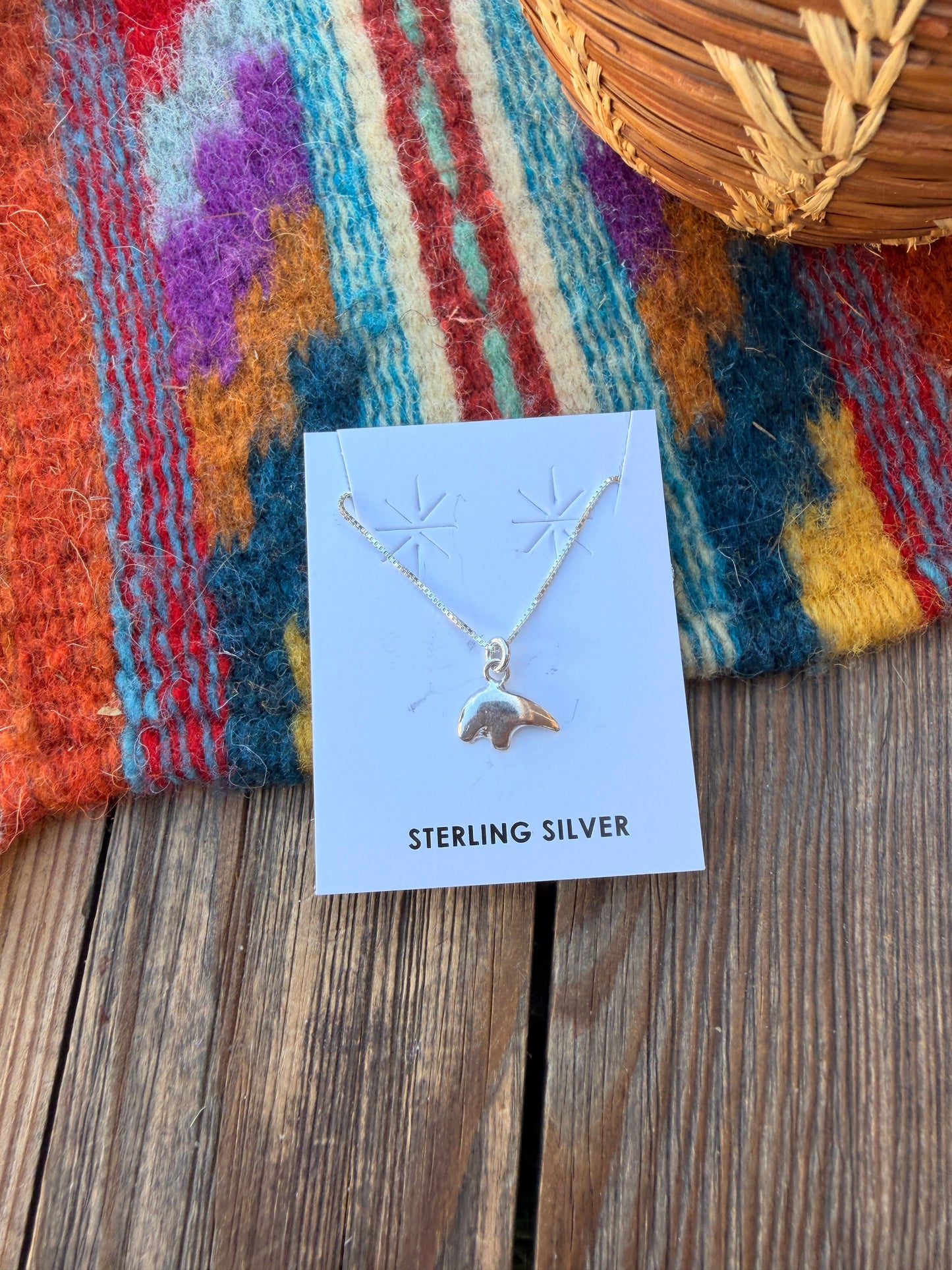Handcrafted 16” Sterling Silver Fetish Bear Necklace
