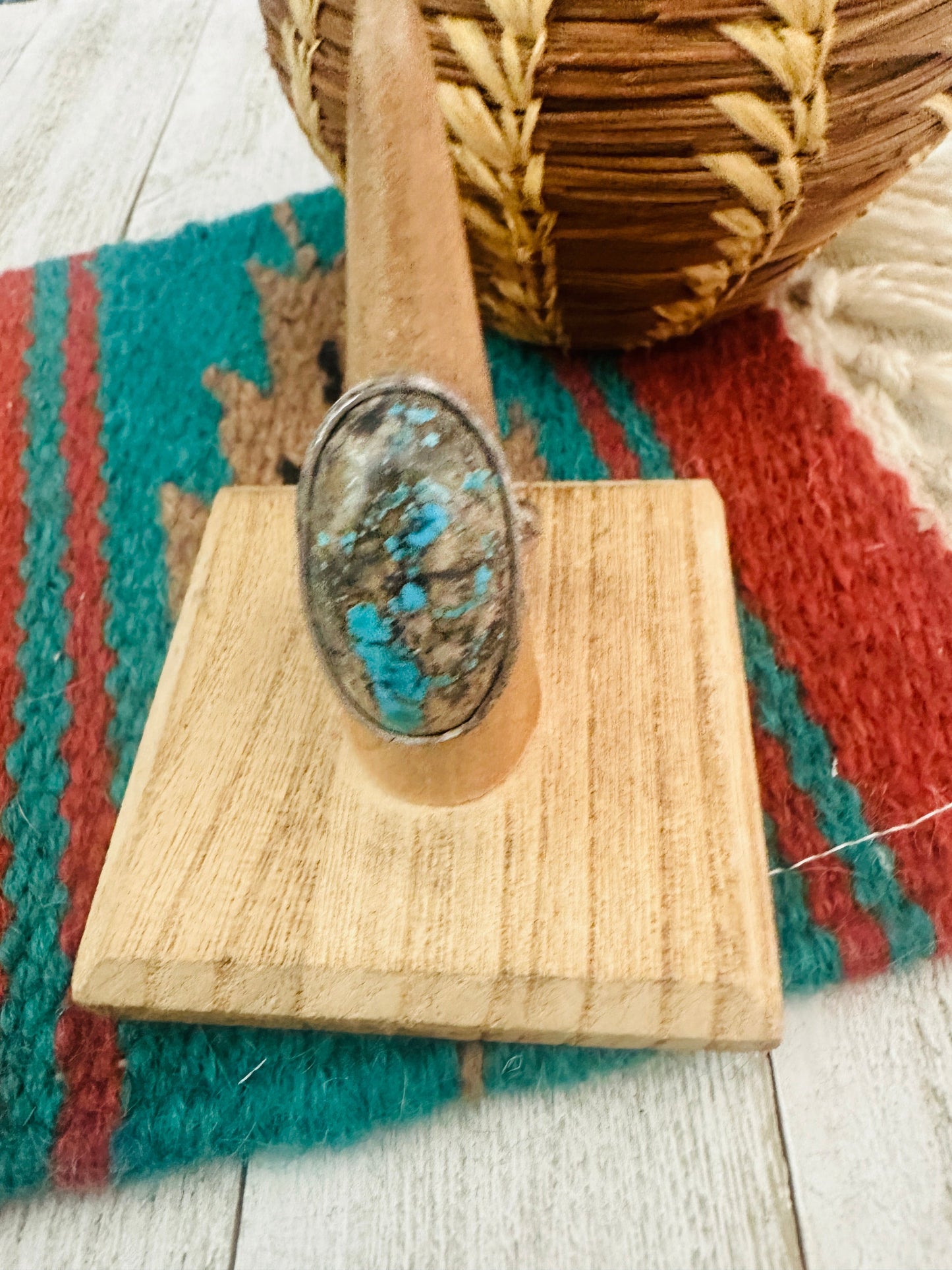 Navajo Turquoise & Sterling Silver Adjustable Ring