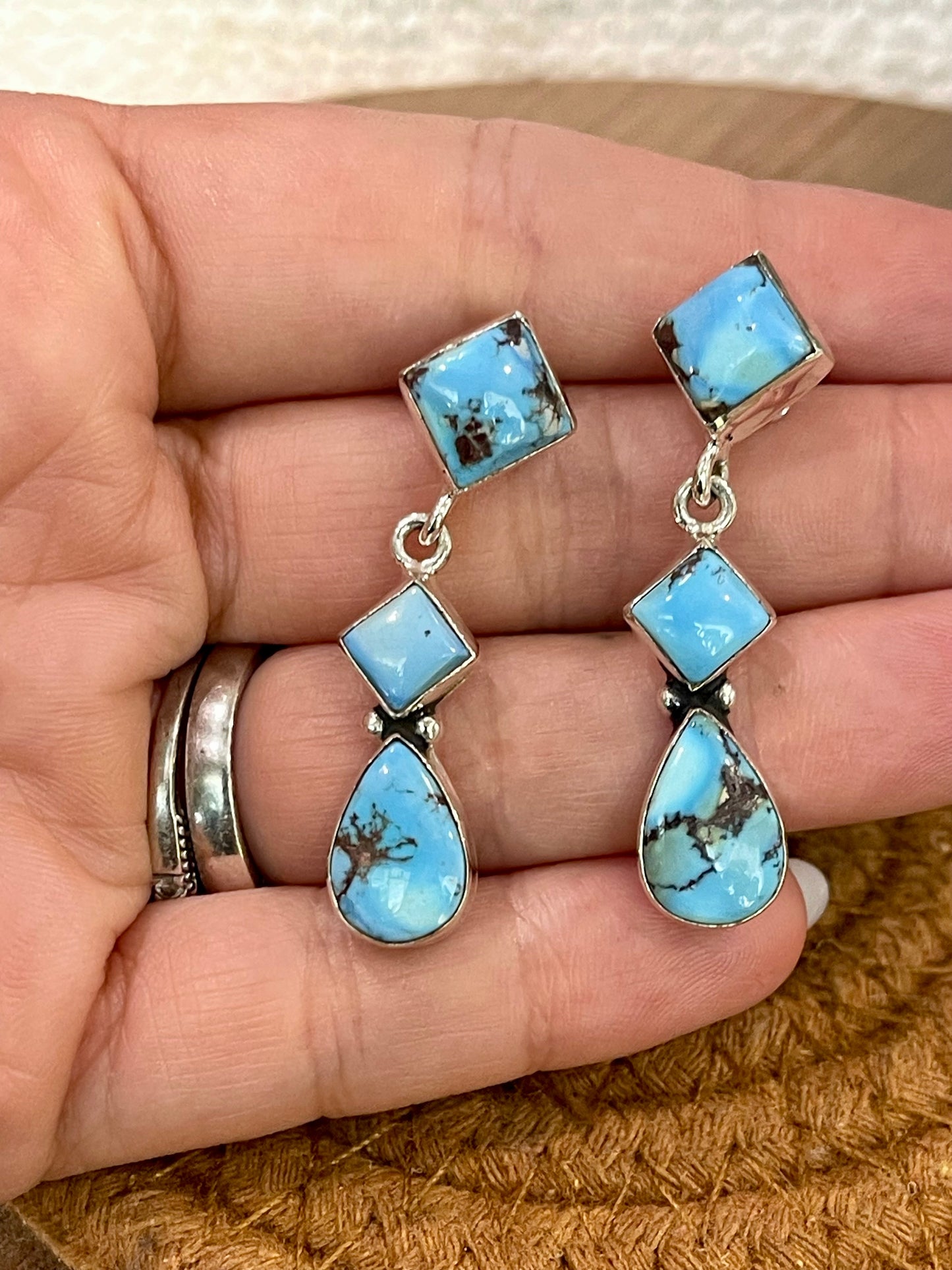 Handcrafted Sterling Silver & Golden Hills Post Dangle Earrings