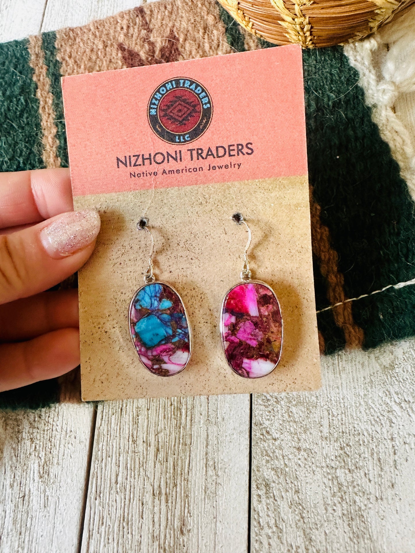 Handcrafted  Pink Dream Mojave & Sterling Silver Dangle Earrings