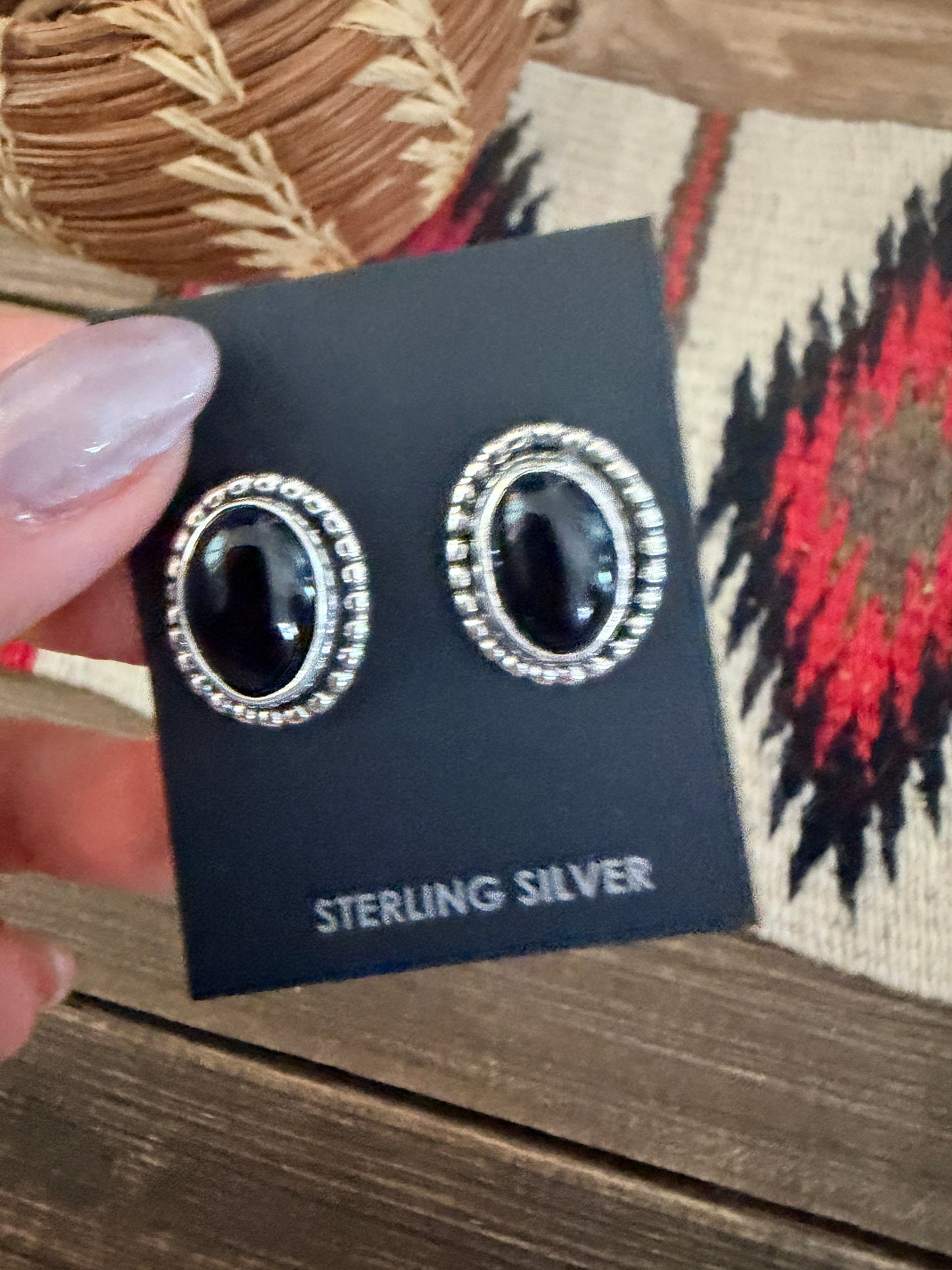 Handcrafted Onyx & Sterling Silver Post Earrings