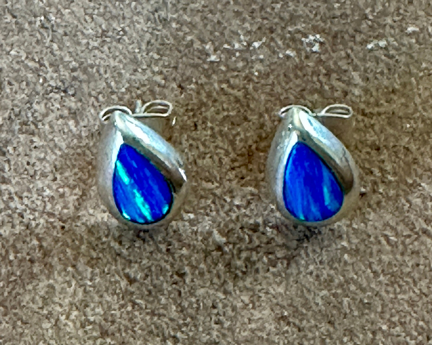 Petite Dark Blue Opal  Teardrop Studs