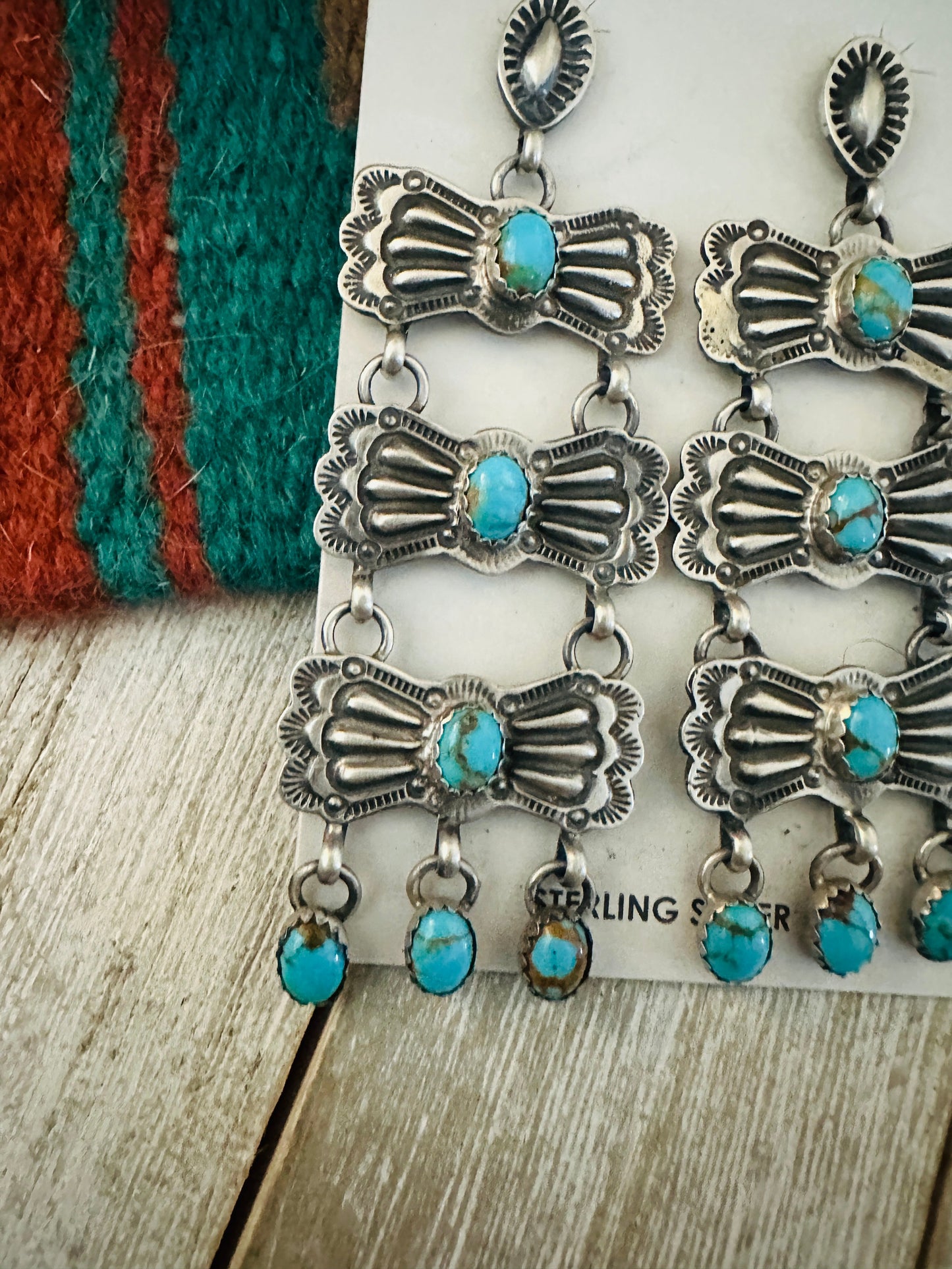 Handcrafted Turquoise & Sterling Silver Dangle Earrings