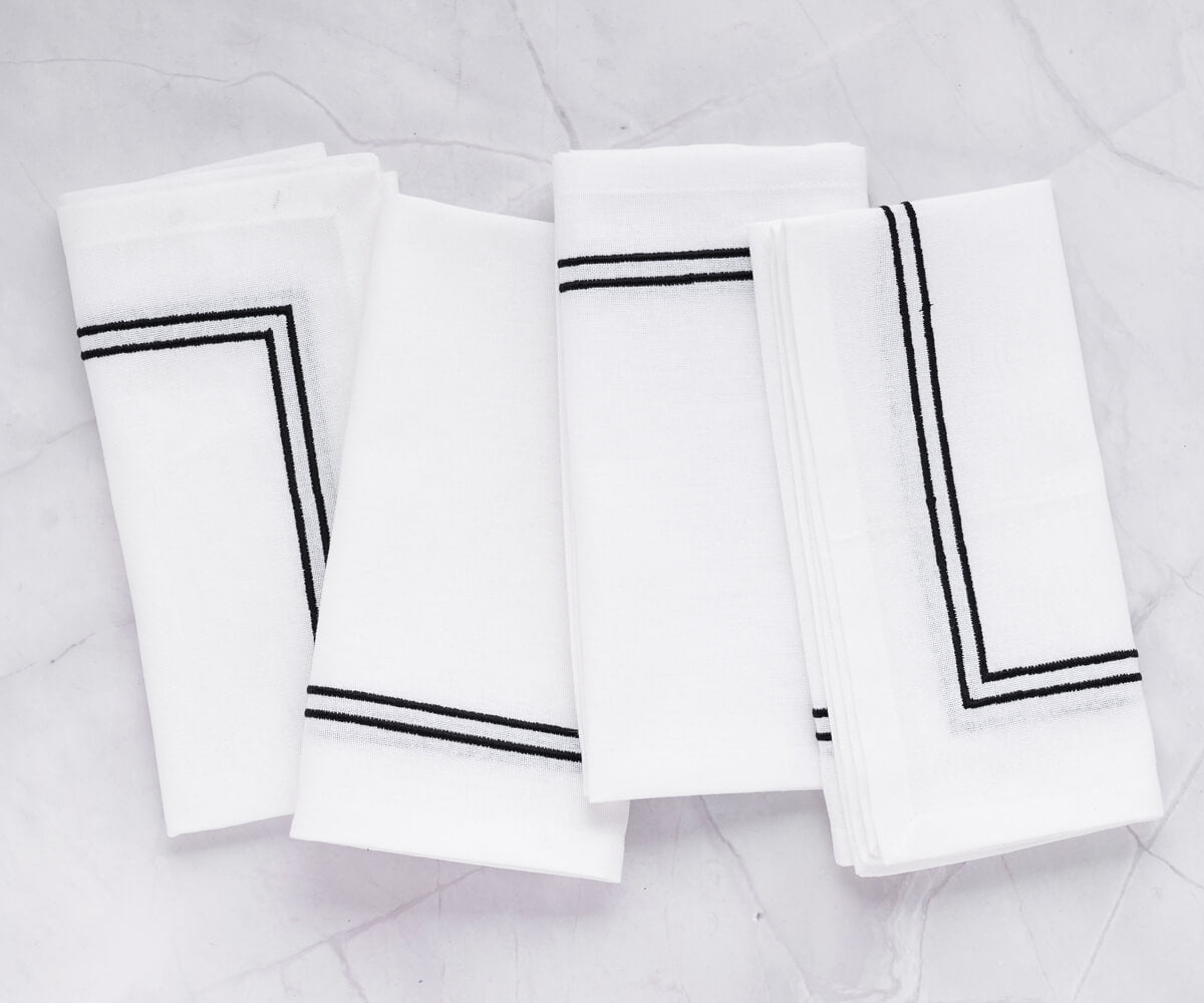 Embroidery Napkins - Black Dinner Napkins